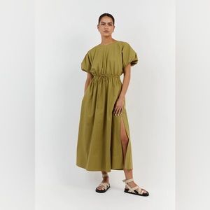 DISSH ELLA PISTACHIO COTTON MIDI DRESS